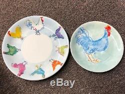 Tiffany & Co ROOSTER Blue Salad Plate and Dinner Plate Retired in 1998 England