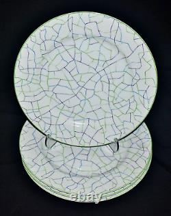 Tiffany & Co. Set Of 4 Blue Green & Purple Crackle Dinner Plates Discontinued