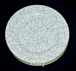 Tiffany & Co. Set Of 4 Blue Green & Purple Crackle Dinner Plates Discontinued
