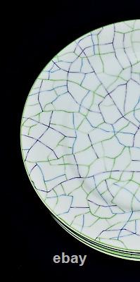 Tiffany & Co. Set Of 4 Blue Green & Purple Crackle Dinner Plates Discontinued