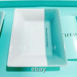 Tiffany Color Block Vide Poche Trays Plates Set Of 4 With Box Used