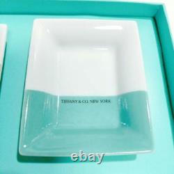 Tiffany Color Block Vide Poche Trays Plates Set Of 4 With Box Used