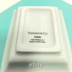 Tiffany Color Block Vide Poche Trays Plates Set Of 4 With Box Used