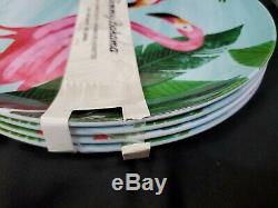 Tommy Bahama Melamine Dinner Plates Bowl Set 12 Pink Flamingo Palms Tropical NEW