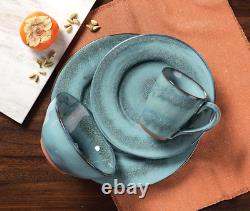 Toren 16-Piece Denim Stoneware Dinnerware Set for 4 Blue Reactive Glaze