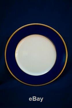 Twelve Matching Antique Lenox Dinner Plates Tuxedo Cobalt Encrusted Gold Rims