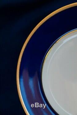 Twelve Matching Antique Lenox Dinner Plates Tuxedo Cobalt Encrusted Gold Rims