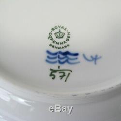 Two (2) Royal Copenhagen Denmark Dinner Plates Blue Fluted Half Lace #571