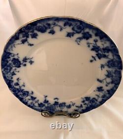 Two Antique Flow Blue English Victorian Semi Porcelain Dinner Plates