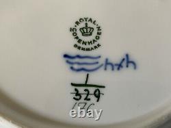 Two ROYAL COPENHAGEN 9 3/8 LUNCHEON PLATE BLUE FLUTED PLAIN 1/176 2nds Flaw