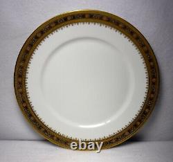 UNION CERAMIQUE china GOLD ENCRUSTED BLUE FLORAL BAND 12 Dinner Plates 9-5/8