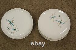 VINTAGE 10 Salem North Star Atomic Starburst Turquoise Dinner Plates Set of 104