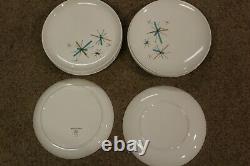 VINTAGE 10 Salem North Star Atomic Starburst Turquoise Dinner Plates Set of 104