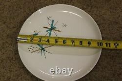 VINTAGE 10 Salem North Star Atomic Starburst Turquoise Dinner Plates Set of 104