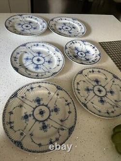 VINTAGE BLUE FJORD 5 Dinner Plates 1 Shallow Bowl Lipper And Mann
