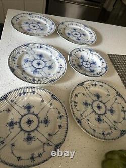 VINTAGE BLUE FJORD 5 Dinner Plates 1 Shallow Bowl Lipper And Mann
