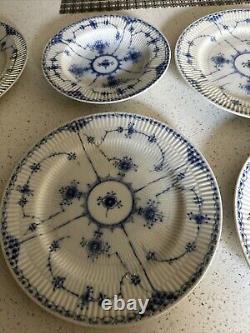 VINTAGE BLUE FJORD 5 Dinner Plates 1 Shallow Bowl Lipper And Mann