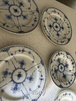 VINTAGE BLUE FJORD 5 Dinner Plates 1 Shallow Bowl Lipper And Mann