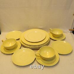 VTG 15 pc Lot Homer Laughlin Serenade Pastel Yellow Cups Saucers 7 9 10 Plates