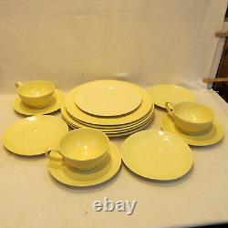 VTG 15 pc Lot Homer Laughlin Serenade Pastel Yellow Cups Saucers 7 9 10 Plates