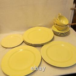 VTG 15 pc Lot Homer Laughlin Serenade Pastel Yellow Cups Saucers 7 9 10 Plates