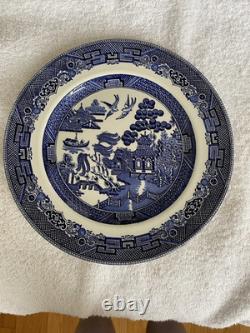 VTG 1940 Johnson Bros Willow Round Blue&White Dinner Plate 10.2 SetOf 7 England