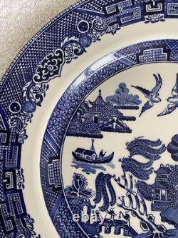 VTG 1940 Johnson Bros Willow Round Blue&White Dinner Plate 10.2 SetOf 7 England
