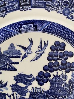 VTG 1940 Johnson Bros Willow Round Blue&White Dinner Plate 10.2 SetOf 7 England