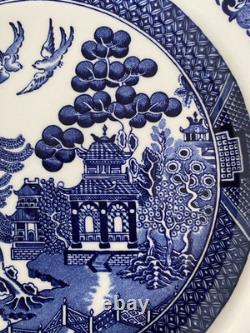 VTG 1940 Johnson Bros Willow Round Blue&White Dinner Plate 10.2 SetOf 7 England