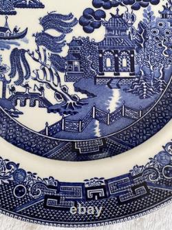VTG 1940 Johnson Bros Willow Round Blue&White Dinner Plate 10.2 SetOf 7 England