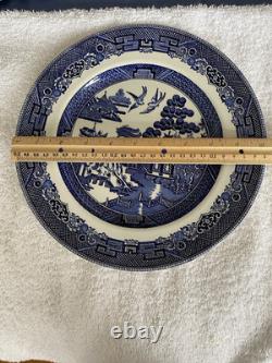 VTG 1940 Johnson Bros Willow Round Blue&White Dinner Plate 10.2 SetOf 7 England