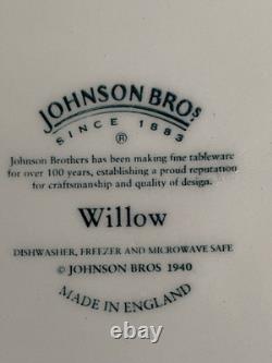VTG 1940 Johnson Bros Willow Round Blue&White Dinner Plate 10.2 SetOf 7 England