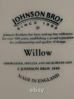VTG 1940 Johnson Bros Willow Round Blue&White Dinner Plate 10.2 SetOf 7 England