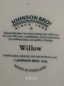 VTG 1940 Johnson Bros Willow Round Blue&White Dinner Plate 10.2 SetOf 7 England