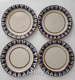 VTG 70's Fred Evangel New Mexico Stoneware Pottery Dinner Plates Set of 4