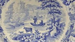 VTG ANTQ MEIR & Co Italian Scenery BLUE STAFFORDSHIRE TRANSFERWARE DINNER PLATE