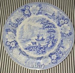 VTG ANTQ MEIR & Co Italian Scenery BLUE STAFFORDSHIRE TRANSFERWARE DINNER PLATE