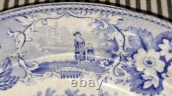VTG ANTQ MEIR & Co Italian Scenery BLUE STAFFORDSHIRE TRANSFERWARE DINNER PLATE