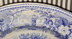VTG ANTQ MEIR & Co Italian Scenery BLUE STAFFORDSHIRE TRANSFERWARE DINNER PLATE