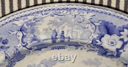 VTG ANTQ MEIR & Co Italian Scenery BLUE STAFFORDSHIRE TRANSFERWARE DINNER PLATE