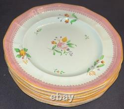 VTG Adams Calyx Ware Set of 7 Hand Painted 10 Dinner Plate 2087 PINK/Blue Hue