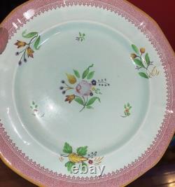 VTG Adams Calyx Ware Set of 7 Hand Painted 10 Dinner Plate 2087 PINK/Blue Hue