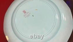 VTG Adams Calyx Ware Set of 7 Hand Painted 10 Dinner Plate 2087 PINK/Blue Hue
