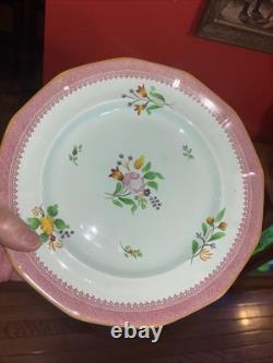 VTG Adams Calyx Ware Set of 7 Hand Painted 10 Dinner Plate 2087 PINK/Blue Hue