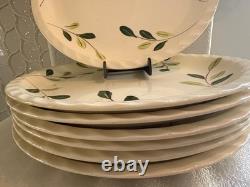VTG Blue Ridge Pottery 9 Hand-painted Green Leaves Diner Plates Set of 8