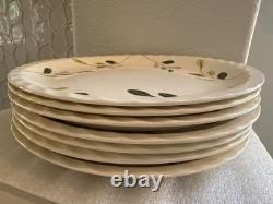 VTG Blue Ridge Pottery 9 Hand-painted Green Leaves Diner Plates Set of 8