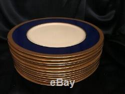 VTG Lenox 1830/P67B for Tiffany & Co. Cobalt w Gold Encrusted 12PC Plates 10.5D