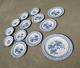 VTG Set of 13 Wincanton Woods Ware England Blue White Floral Plate Set #657618