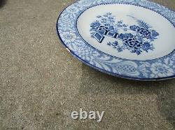 VTG Set of 13 Wincanton Woods Ware England Blue White Floral Plate Set #657618