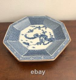 VTG Tiffany & Co Blue White Octagon Large Dinner Plate Dragon Asian Japan Style VTG Tiffany & Co Blue White Octagon Large Dinner Plate Dragon Asian Japan Style